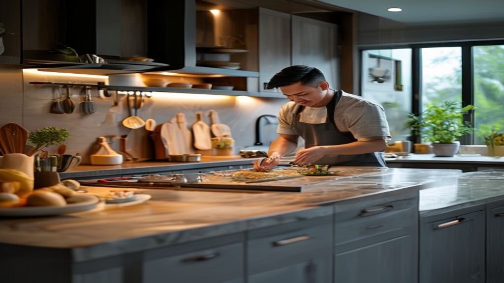 Meja dapur cor custom dari Magetan, layanan pembuatan berkualitas tinggi untuk rumah modern