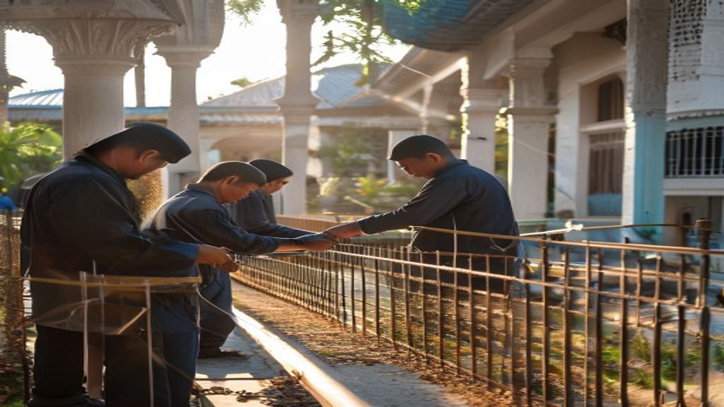 Pagar masjid modern di Magetan dipasang oleh jasa pembuatan pagar profesional, kuat, estetis, dan aman.