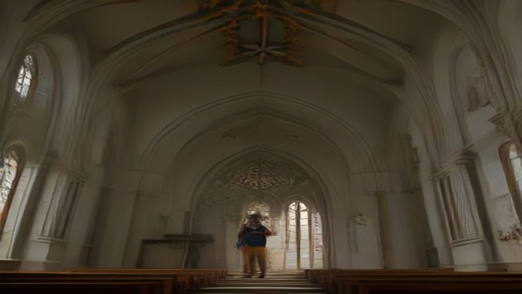 Tukang profesional memperbaiki plafon gereja di Magetan dengan alat modern.
